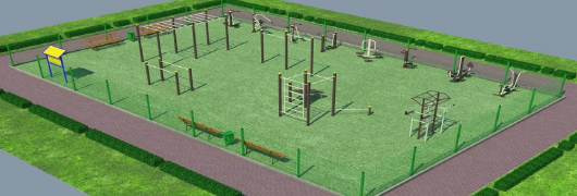 Проект спортивной воркаут площадки с уличными тренажерами в Тюмени