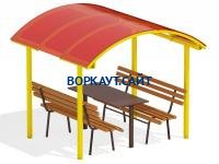 Стол и лавки под навесом МАФ 4005 в Тюмени