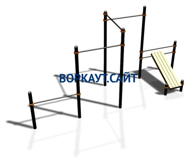 Воркаут комплекс разноуровневых турников со скамьей для пресса ВС-37 в Тюмени