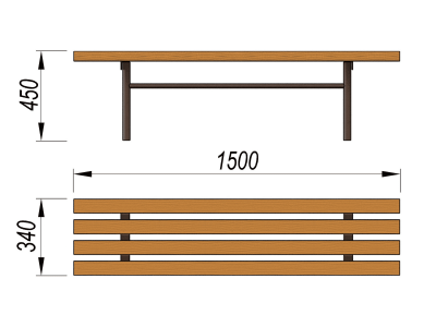 Лавочка без спинки МАФ 1601 в Тюмени