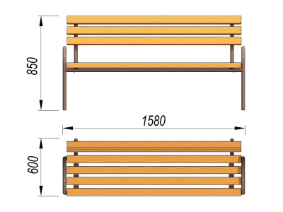 Парковая лавочка со спинкой МАФ 1605 в Тюмени