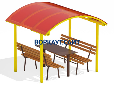 Стол и лавки под навесом МАФ 4005 в Тюмени